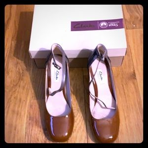 Brown patent Women Pump by Clark’s